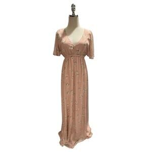 Show Me Your MuMu Floral Blush Meadow Emily Maxi Dress‎ Gown Wedding Sm New USA